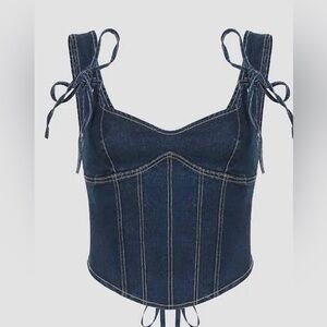 Vintage denim corset top with bows